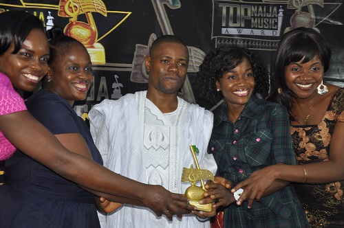 Winners of Best Music Group, TheSwithins receiving their award.